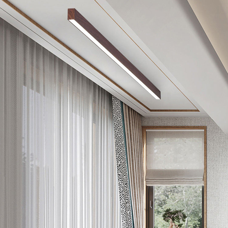 LumiGrain Minimalist LED Deckenleuchte mit Holzoptik | Aluminiumstreifen | Warmes, neutrales & weißes Licht | Moderner Stil