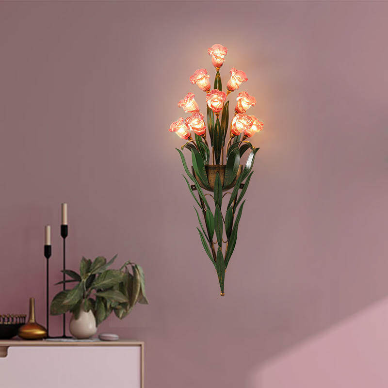 FloraLux Wandlampe | Modern Minimalist Design | 6/10-flammig | Glasblüten | Dekorative Beleuchtung