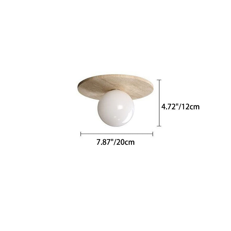 TravertiLux Runde Travertin Deckenleuchte | Vintage Design | Flächenbündige Montage | Ideal für Flur