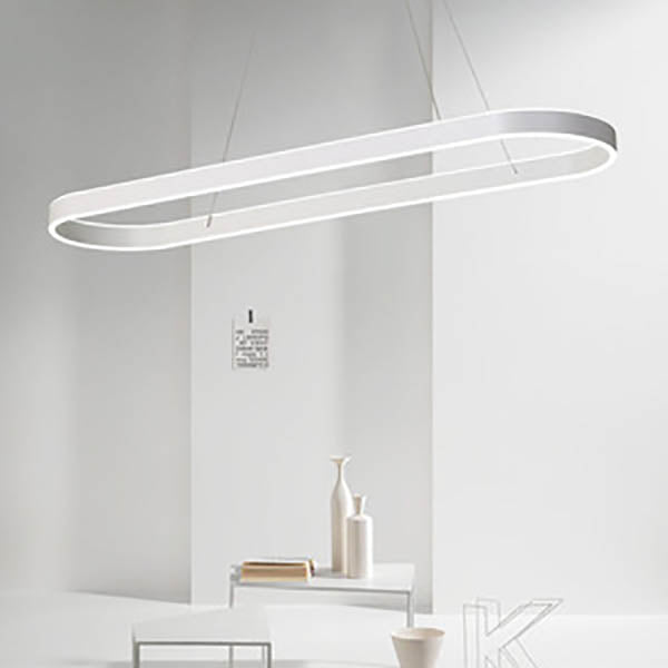 LumaOval Minimalistische LED Pendelleuchte | Ovales Aluminium-Design | Dimmbares Licht | Luxus Kronleuchter