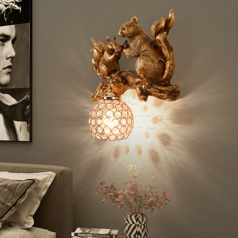 Crystanova Wandleuchte | Kreatives Eichhörnchen-Design | Kristall-Details | 1-flammige Lampe für Schlafzimmer
