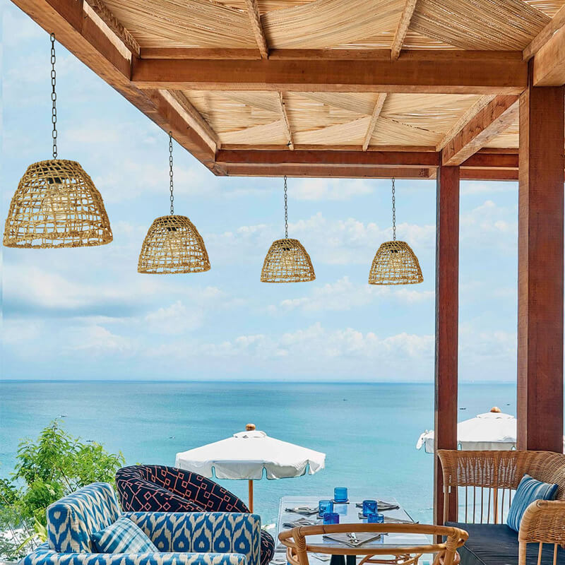 RustiCage Solar Hängelampe | Eisen- und Rattandesign | Wetterfest | LED Beleuchtung | Für Terrasse & Garten