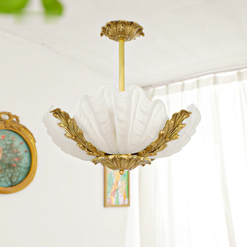 ShellLux Kronleuchter im Art-Deco-Stil | Muschelform mit Messingrahmen | 3/4 Lichter | Für Wohnzimmer