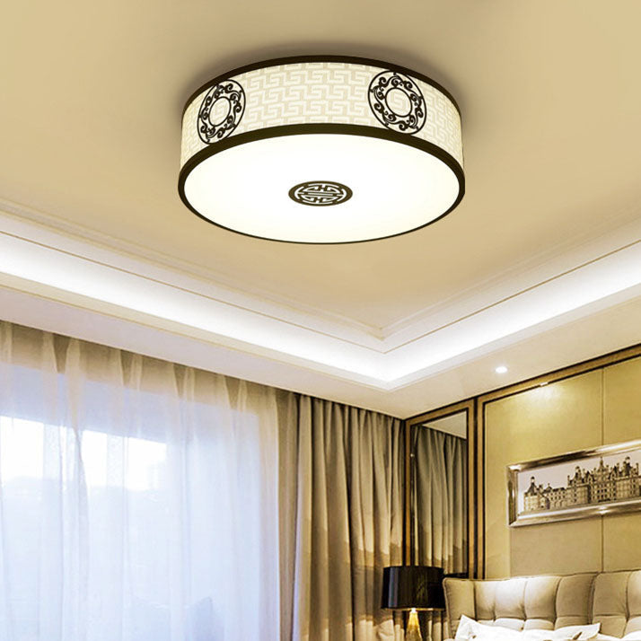 LunaHalo LED Deckenleuchte | Modernes Chinesisches Design | Runder Stoffschirm | Dimmbar