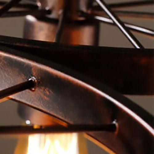 Rustiron Kronleuchter | Industrielles Design mit Eisenrädern | 1/3/6-flammig | Loft- und Wohnraum-Beleuchtung
