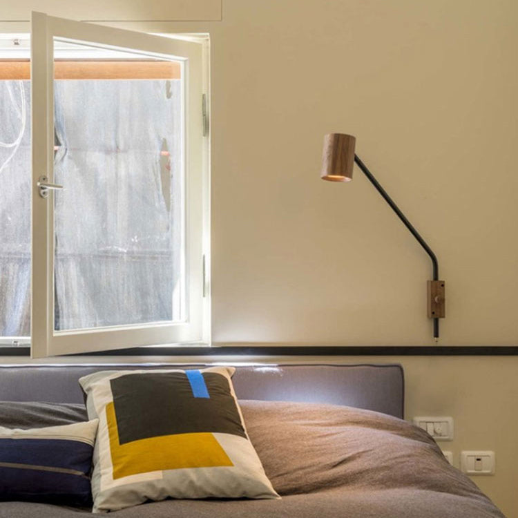 LumeCraft Holz-Zylinder Wandleuchte | Minimalistisches Design | Schlafzimmerbeleuchtung | 1-flammig