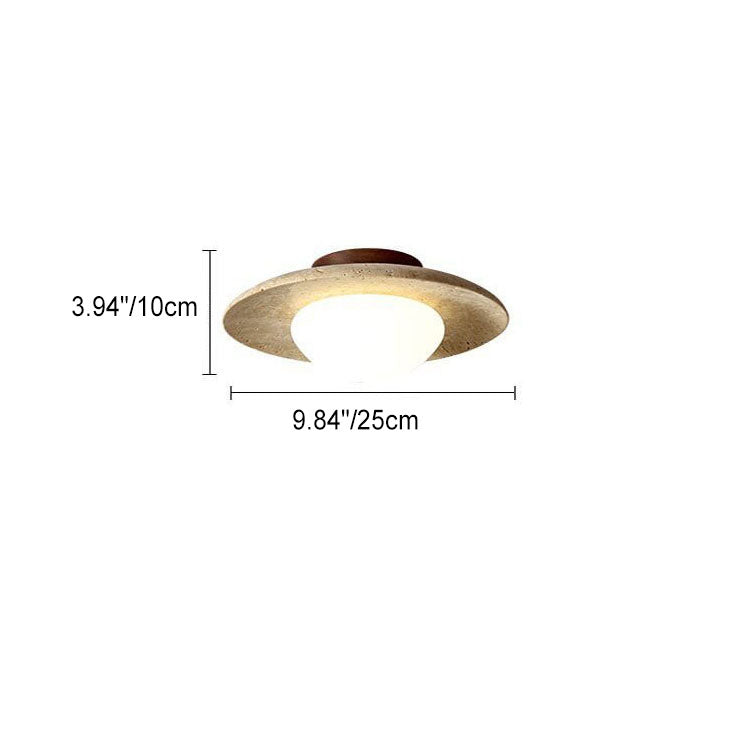 TravertiLux Runde Travertin Deckenleuchte | Vintage Design | Flächenbündige Montage | Ideal für Flur