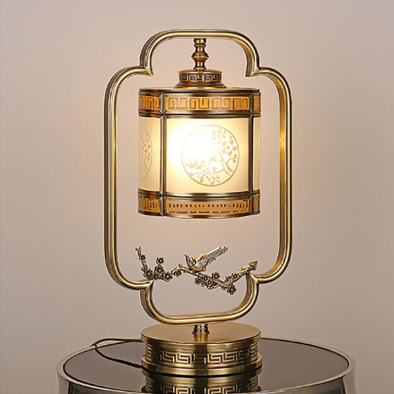 AuroraLume Klassische Tischlampe | Kupfer & Glas | Elegantes Design mit Handgravur | Beleuchtung & Deko für Zuhause