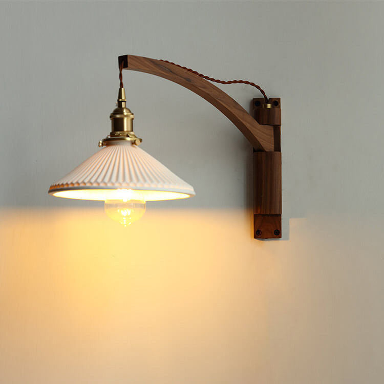 LumiFold Nordic Design Wandlampe | Milchweißes Glas | Holzdesign | Verstellbar | Stilvoll für Zuhause