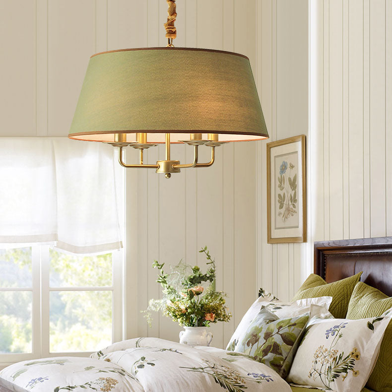 AetherGlow Vintage Design Pendelleuchte | 4-Licht | Klassisches Eisen & Stoff | Für Esszimmer & Wohnzimmer