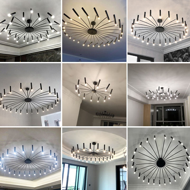 RadiaNova Kronleuchter im skandinavischen Stil | Runde Radioaktive Optik | 12/24 Lichter | Eisen & Aluminium für Wohnzimmer