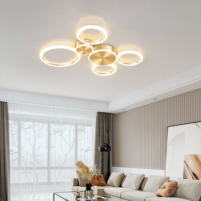 AurumGlow LED Deckenleuchte | Modernes Golden Circle Design | Acryl Flush Mount | Luxus Beleuchtung