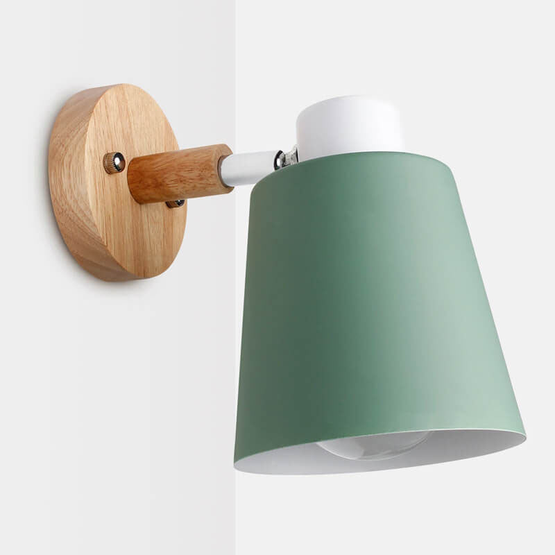 Woodoria Minimalistische Wandlampe | Eisen & Holz | Farbige Wandleuchte | Nordic Design