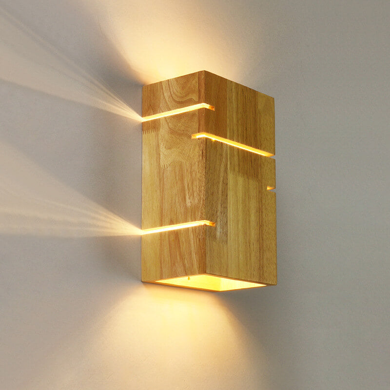 Opalitho Minimalist Design Wandlampe | Japanischer Stil | Holzrahmen | 2-Licht Wandleuchte für Wohnzimmer