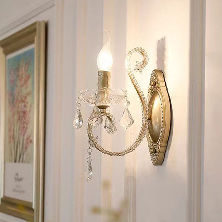 Glorianda Vintage Kristall-Wandlampe | Kerzenhalter-Design | 1-2-flammig | Europäischer Stil
