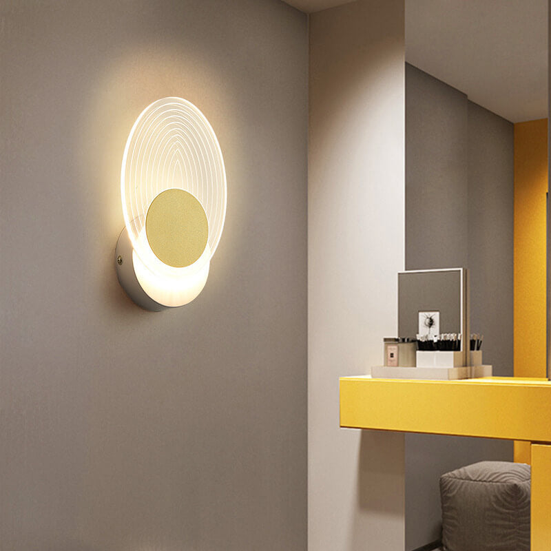 Luxoria Geo LED Wandleuchte | Goldenes Geometrisches Design | Acryl & Modern | Warmes Licht