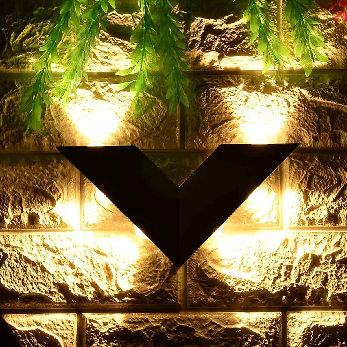 AureVee LED Wandleuchte V-Dreieck | Aluminium & Glas | Minimalistisches Gartenlicht