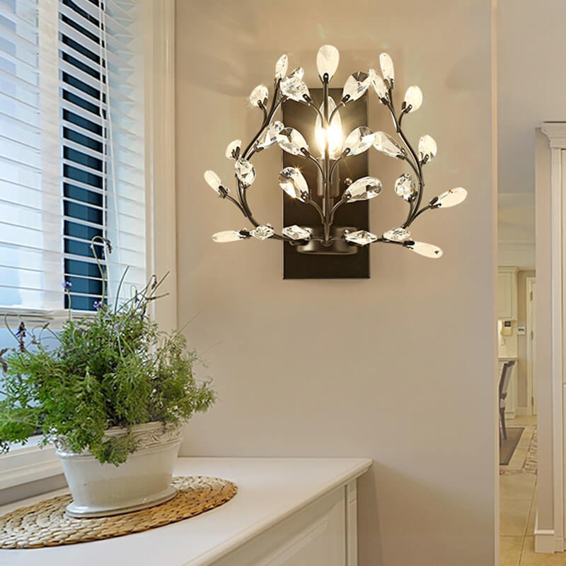 Luminis Wandleuchte | Luxus-Kristall-Design | Blattmotiv | 1-flammig & Modern