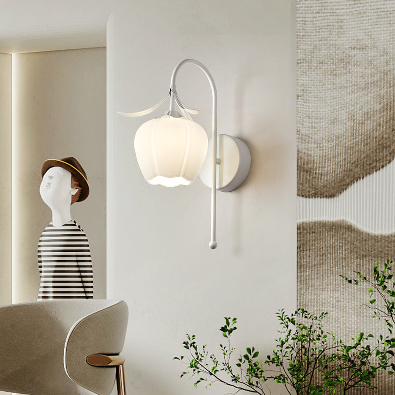 Lunaris Wandlampe Nordic Vintage Design | Kürbisglas | Florales Muster | 1-Flammig | Wandleuchte