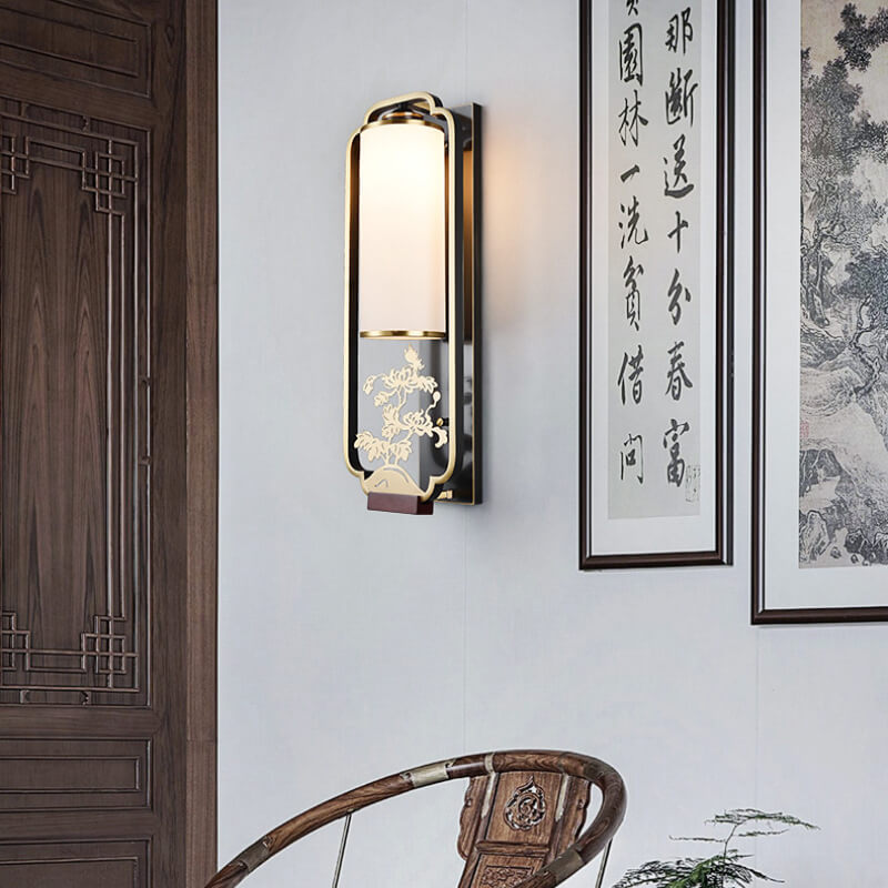 Luminaria Moderne Wandlampe | Kupfer & Glas | Chinesisches Design | Säulenring-Licht