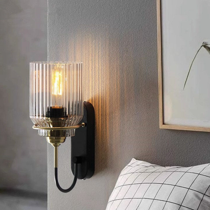 Cylindrix Schlafzimmer-Wandleuchte | Modernes Luxusdesign | Eisen & Glas | 1-flammig