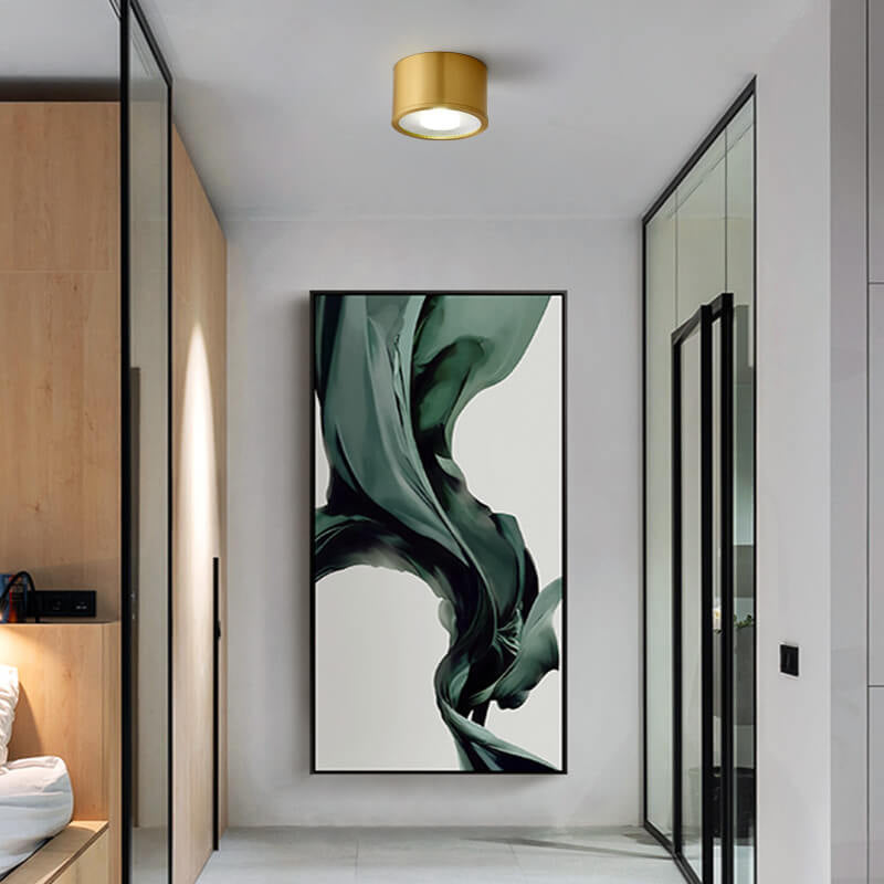 LumaBrass LED Deckenstrahler | Zylindrisches Design | Moderne Flush Mount Beleuchtung | Neutralweiß (4000K)