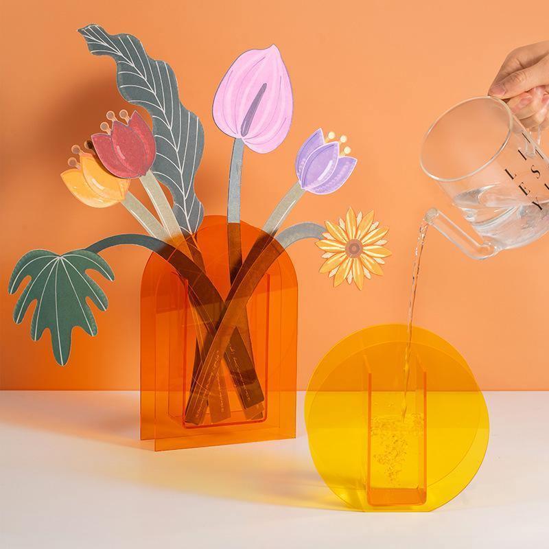 VividVase Bunte Acrylvase mit Geometrischem Design | Stilvolle Blumenvase | Modern & Zeitlos