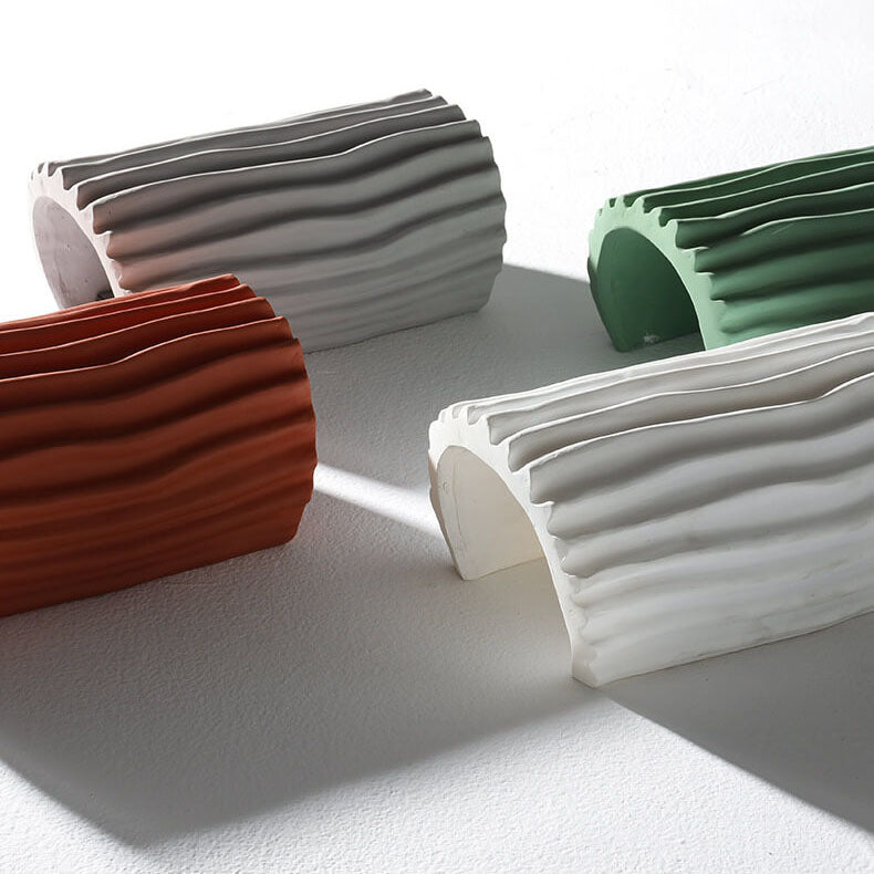 DecoLume Nordic Resin Wandleuchte | Halbzylinder | Kreative Streifen | 2 Lichter | Dekorative Beleuchtung für Zuhause