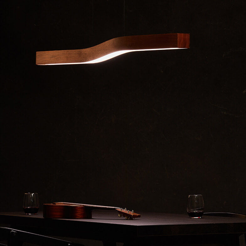 ZenWave Japanisches Wabi-Sabi LED Pendellicht | Holzoptik | Inselleuchte | Warmes Ambientelicht