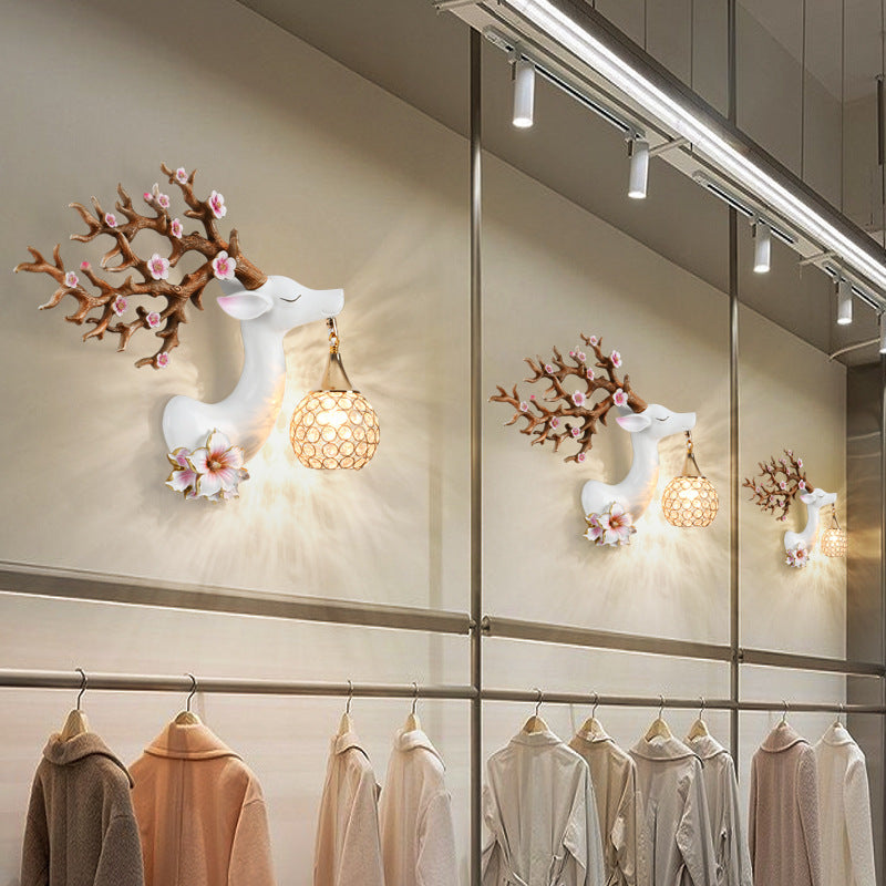 CrystaHorn Wandleuchte | Europäisches Kreatives Design | Kristallkugel-Lampenschirm | LED Wandlampe