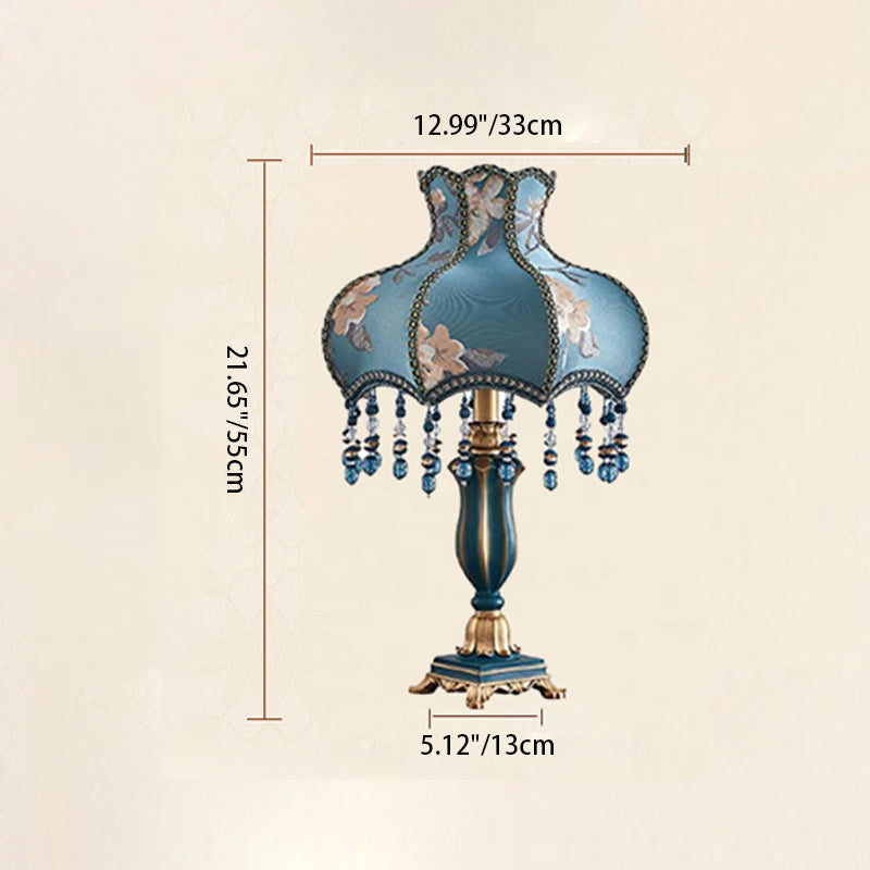 LustraNoble Europäisches Design Tischlampe | Harz & Stoff | Schlafzimmerlicht | 1-Licht