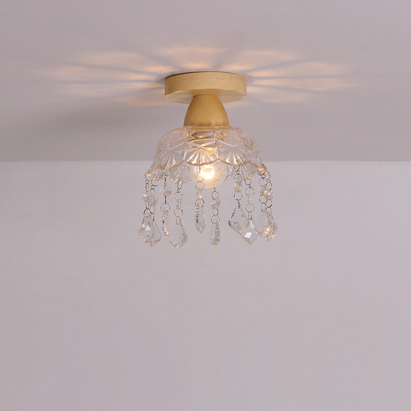 Logra Japanese Minimalist 1-Licht Semi-Flush Mount Deckenleuchte | Holz & Glas | Stimmungslicht | Deko für Zuhause