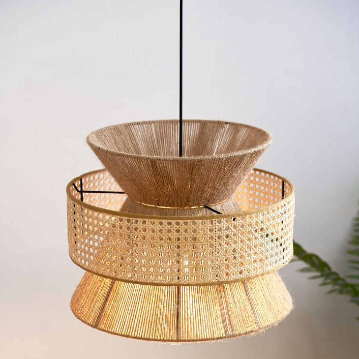 ArtraHaven Handgewebte Rattan Pendelleuchte | Traditioneller Zen-Stil | Natürliche Eleganz | Wohnzimmerbeleuchtung