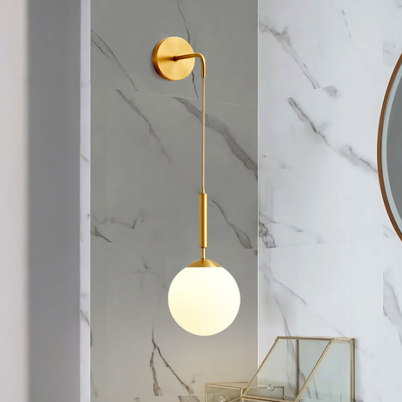 Orbique Minimalistische Wandleuchte | Nordic Design | Runde Glaskugel & Kupfer | 1-flammige Wandlampe