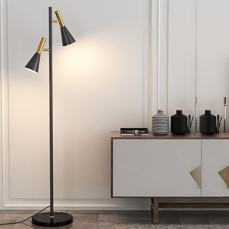 LumoHorn Nordic Design Stehlampe | Minimalistische Drehbare 2-Licht Lampe | Modernes Stehleuchten-Design