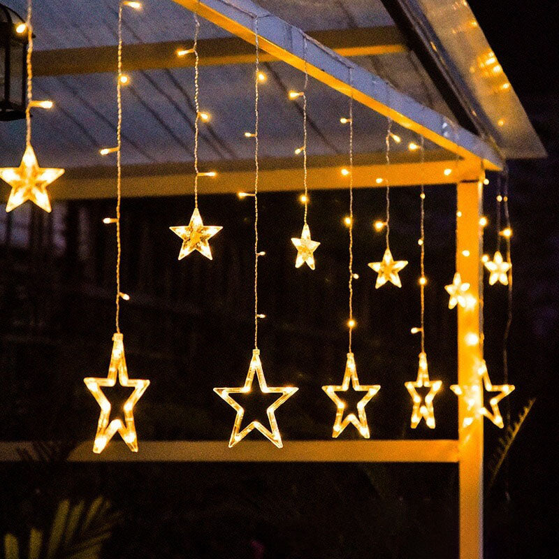 StarLuma SolarCurtain Lichterkette | LED Mond- & Sternendekor | Outdoor Weihnachtsbeleuchtung | Warmweiß oder Farbig
