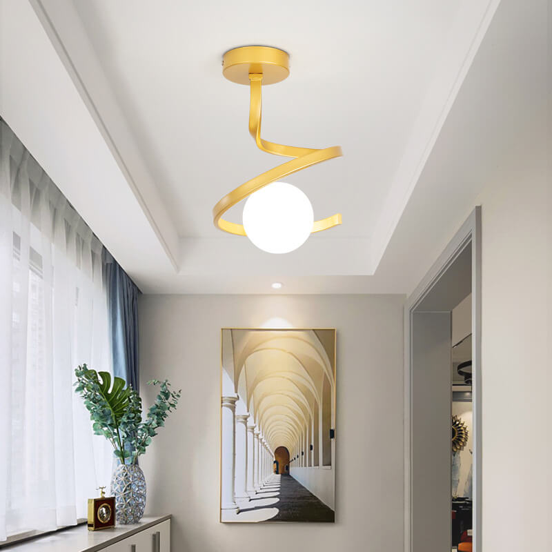 Astranova Curve LED Deckenleuchte | Modernes Design | Glas-Orb | Platzsparend | Dekorativ