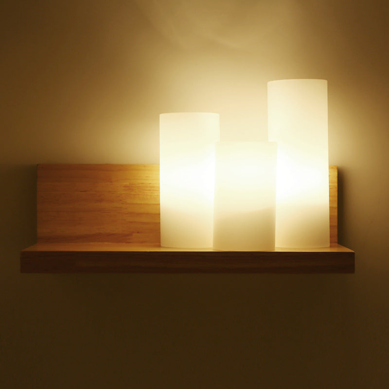 ZenCylin Wandlampe | Japanisches Minimalistisches Design | Holz & Glas | 1-Licht