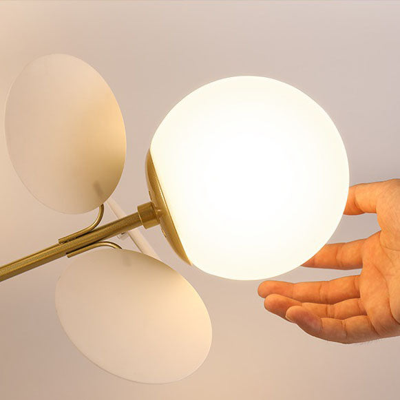 BloomLume Mid-Century Deckenleuchte | Blumen-Deko & Glas-Kugel | 1-4 Flammen | Modern & Stilvoll | Für Wohnzimmer