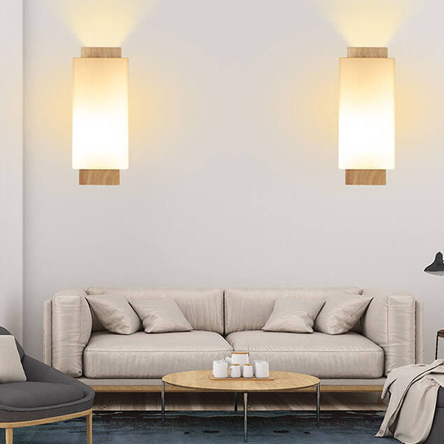 ArchiGlow Wandleuchte | Modern Minimalistisch | Holz & Glas Säule | 1-flammig | Wandlampe