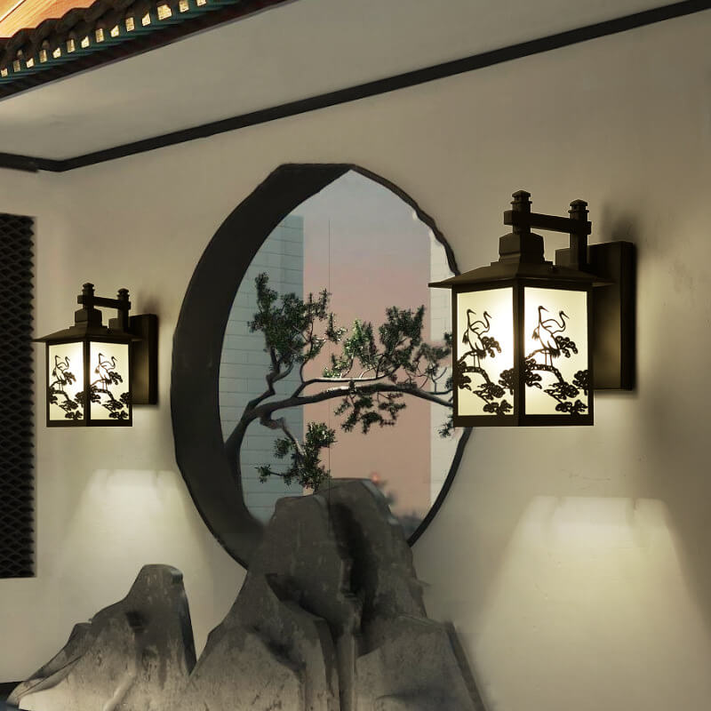 Zynthora Außenwandleuchte | Traditionelles Chinesisches Design | Verzinktes Metall | 1-flammig | Patio- und Gartenbeleuchtung