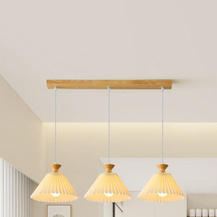 WoodLoom Nordic Pendelleuchte | Faltkegel-Holzdesign | 1/3-flammiger Kronleuchter | Inselbeleuchtung