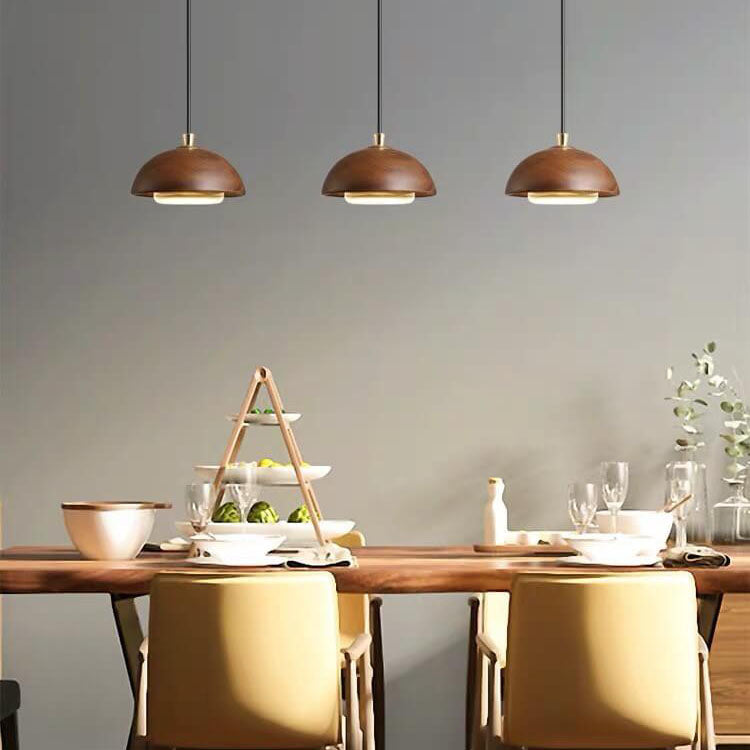 LumoDome Nordic Design Holz-Glas Pendelleuchte | Minimalistisch | LED Beleuchtung | Dekorative Hängeleuchte