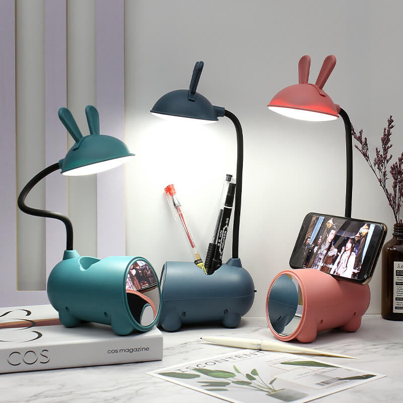BunnyGlow Kreative LED Touch-Lampe mit Stifthalter | USB-Ladefunktion | Schreibtischlampe | Kinderzimmer Deko
