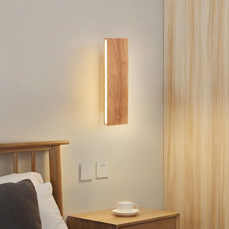 LumoLog Japanischer Minimalistischer Rotierender LED Wandstrahler | Holzoptik | Dimmbar | Modernes Design für Zuhause