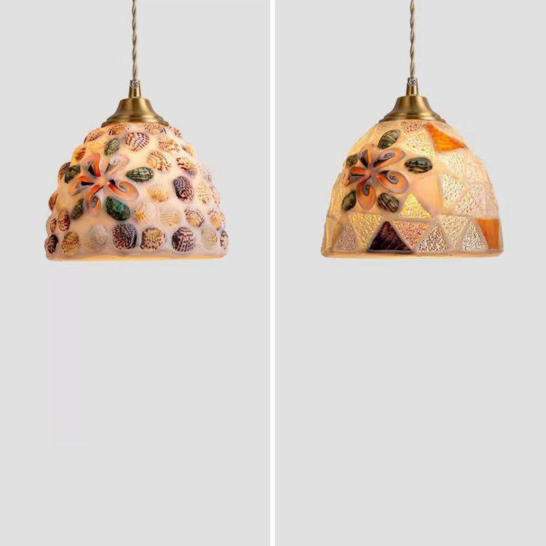 ArtiaShell Tiffany-Stil LED Hängeleuchte | Halbkreisförmiges Design | Stimmungslicht für Schlafzimmer