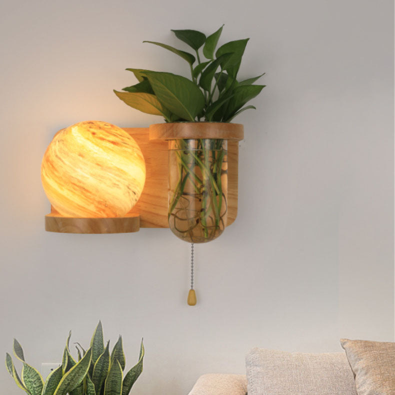 Orbano Wandleuchte | Modernes Eichenholz-Design | Planeten-inspirierter Stil | 1-flammig