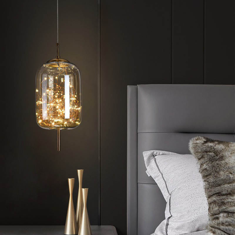 LumoSphere Nordic Pendelleuchte | Zylinder Oval Design | Glas-Lampe | Dimmbares LED Licht | Schlafzimmer & Wohnräume