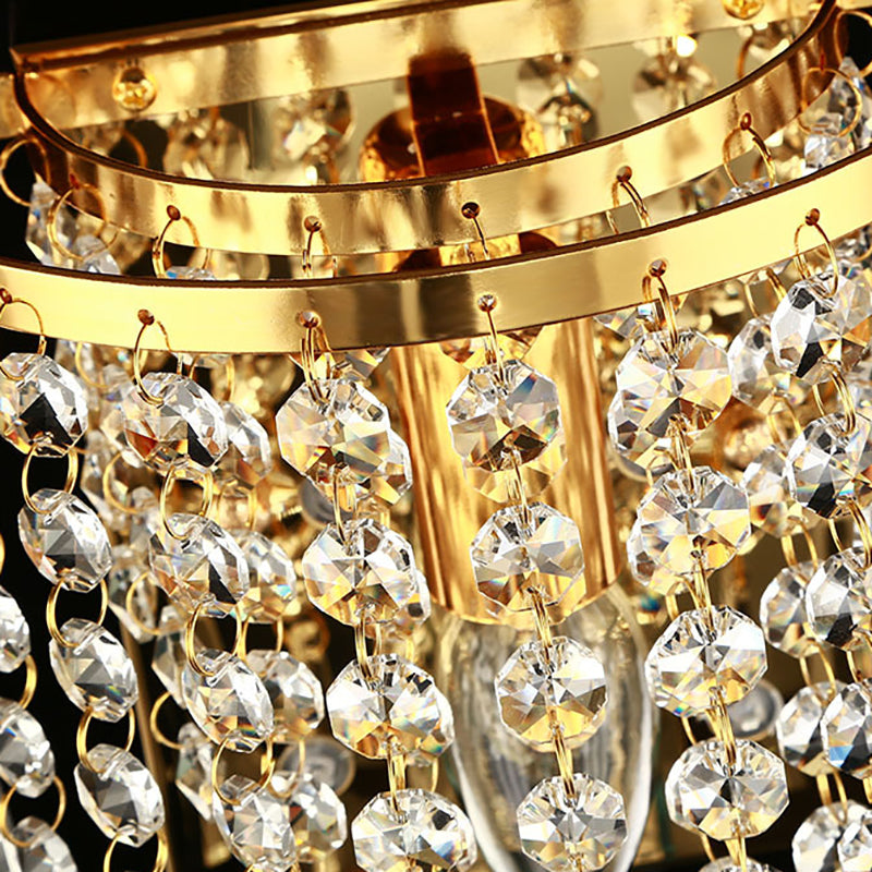 LuxeRadii Kristall Wandleuchte | Halbrunde Luxuslampe | Edelstahl & Perlen Design | 1-Licht Wandbeleuchtung