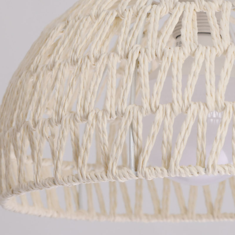 Rattana Deckenleuchte | Japanisches Design | Halbrundes Holz & Rattan | Beleuchtung für Wohnzimmer